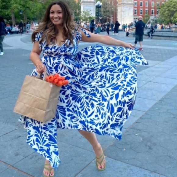 Alexis Botanical Tie Strap Asymmetrical Hem Dress - Picture 12 of 16